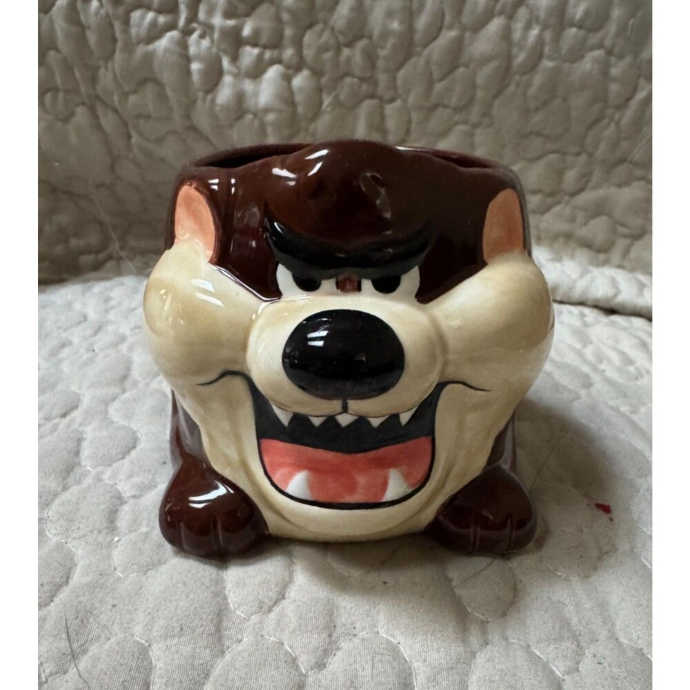 VTG 1989 Taz Tasmanian Devil Lampoons 3D Ceramic Coffee Mug Applause WB RARE